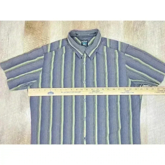 Kuhl Suncel Shirt Men’s Small Gray Vertical Stripe Metal Button-Up Outdoor - Picture 6 of 7